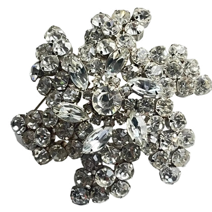 Vintage brooch star domed large clear rhinestones 1960's