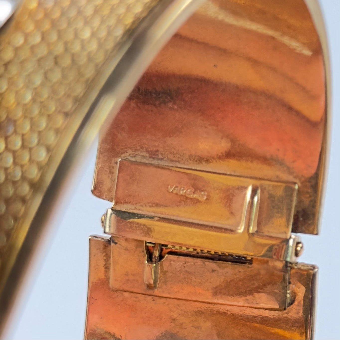 Vintage VARGAS  bracelet cuff textured mesh rhinestones