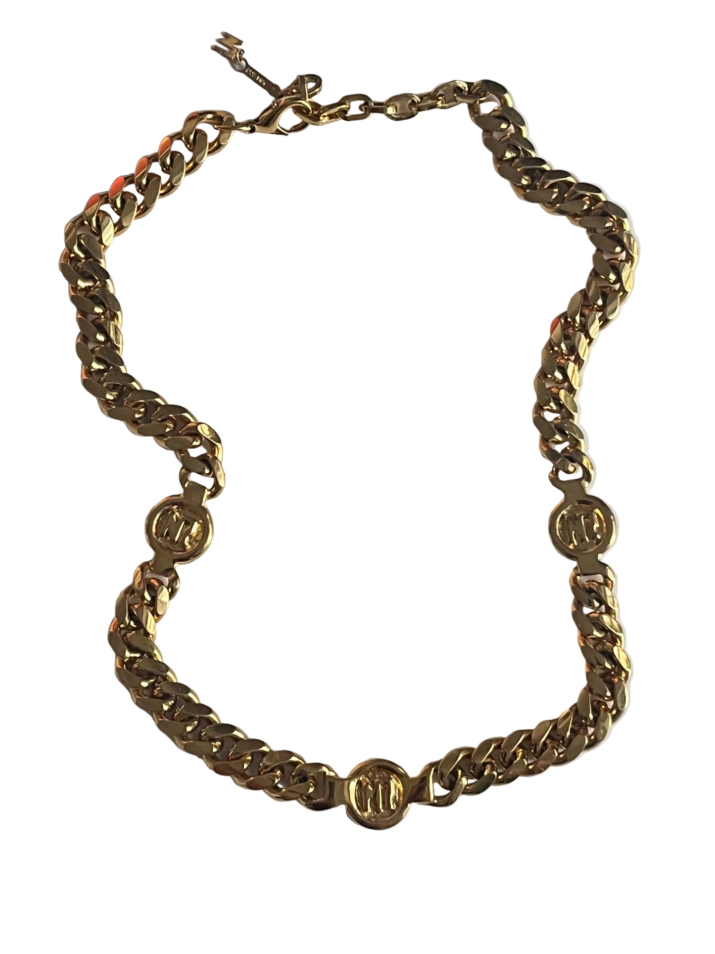 Vintage Nina Ricci necklace round links Logo