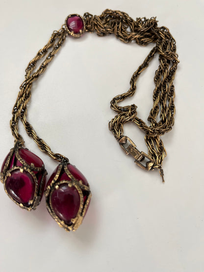 Vintage Trifari necklace powder  glass "Renaissance" 1964