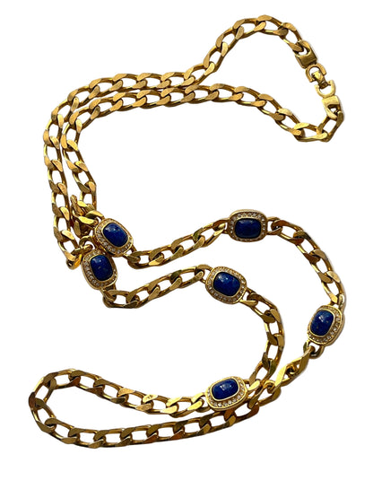 Vintage Christian Dior necklace blue peking glass