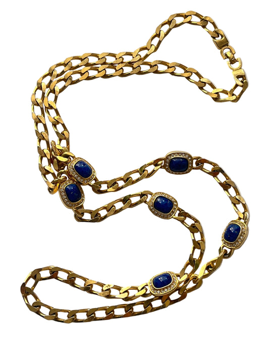 Vintage Christian Dior necklace blue peking glass