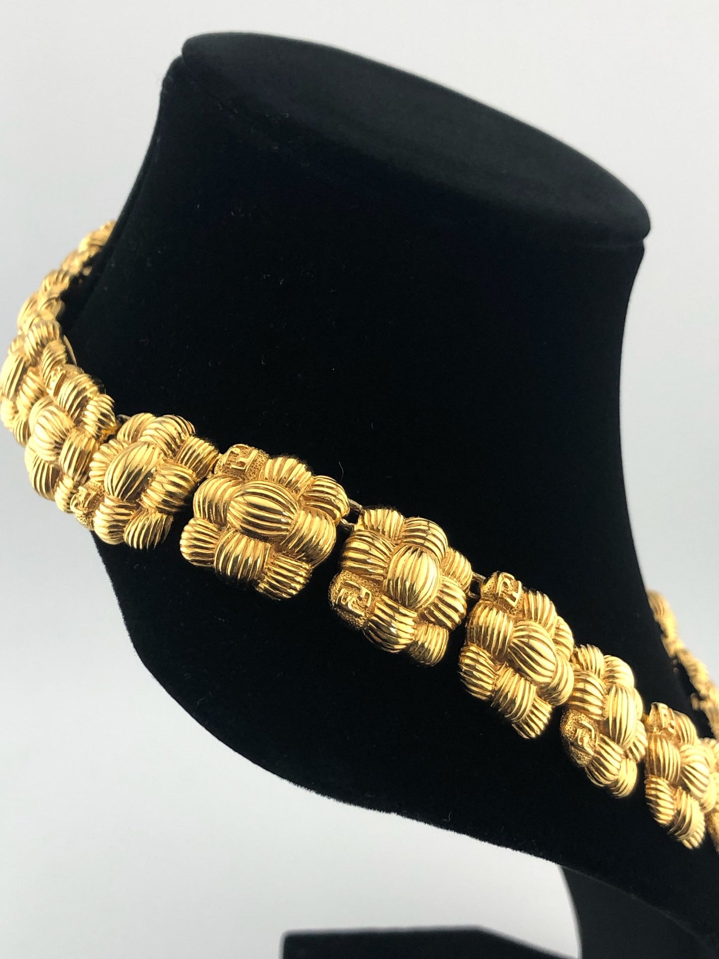 Vintage FENDI Textured Basket Weave Necklace