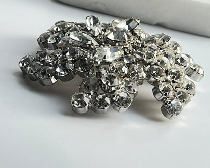 Vintage brooch star domed large clear rhinestones 1960's