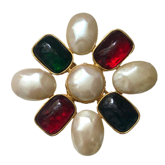 Vintage Les Bernard for Vogue  brooch large gripoix pearl