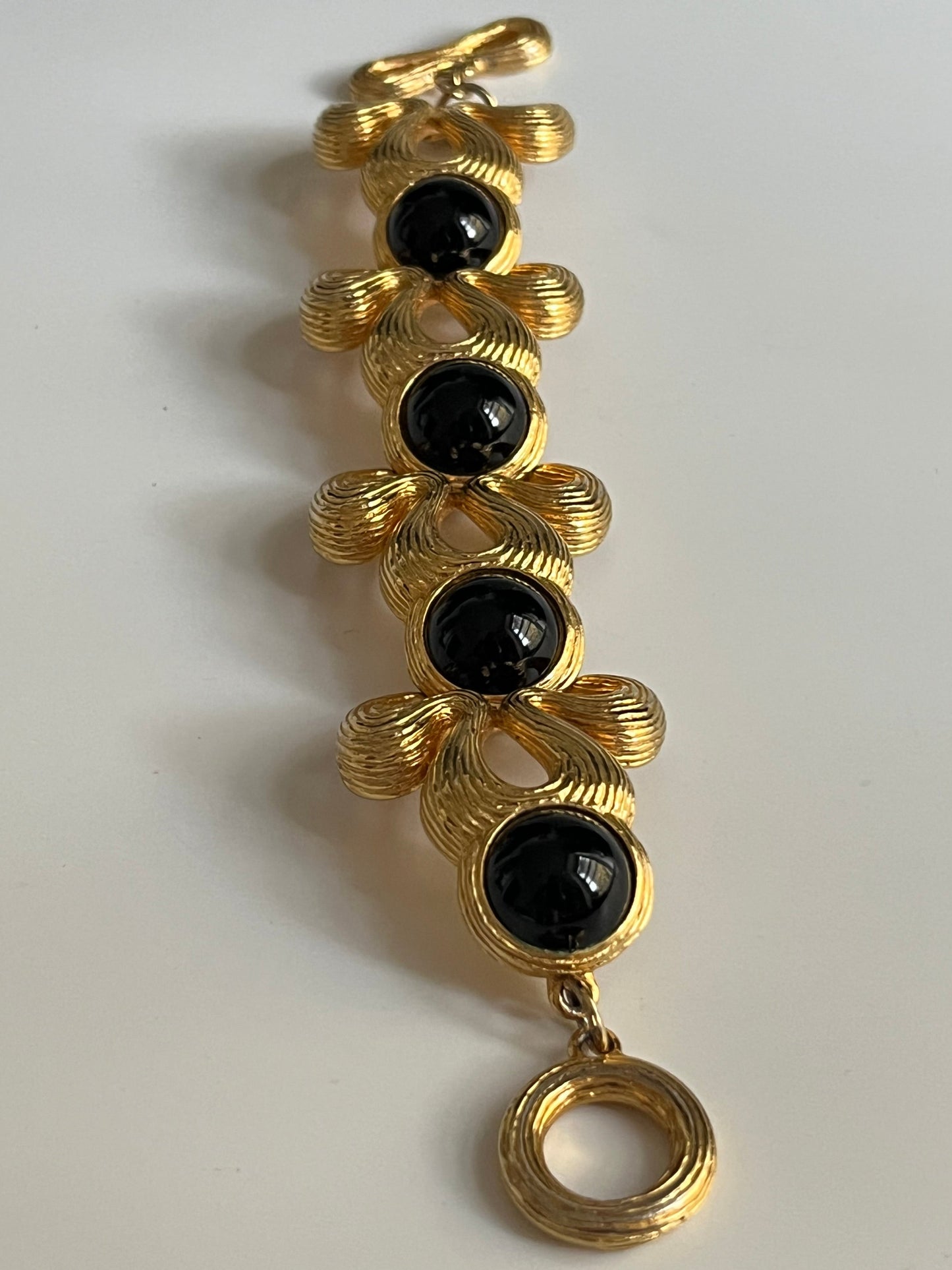 Vintage GIVENCHY clover links black cabochons