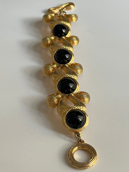 Vintage GIVENCHY clover links black cabochons