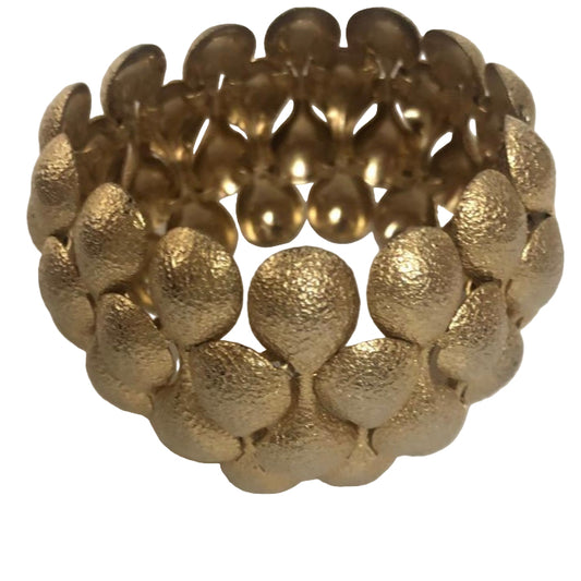 Vintage Napier wide bracelet textured gold plated