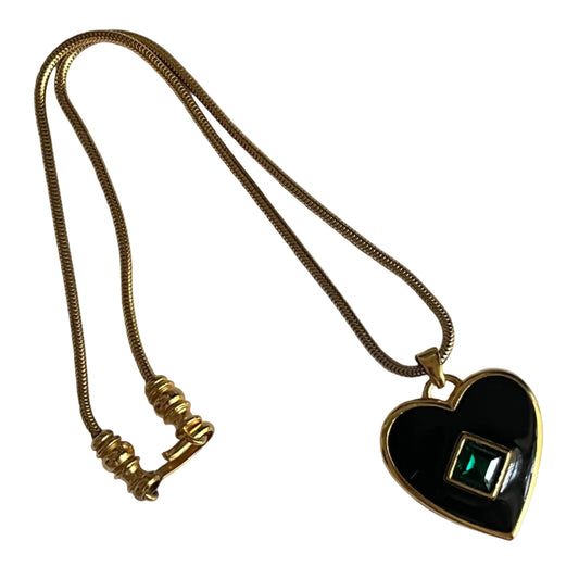 Vintage YSL Saint Laurent  heart enamel pendant