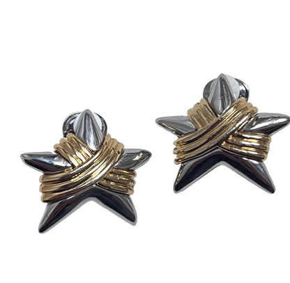 Vintage earrings clip on star silver gold tone Park Lane