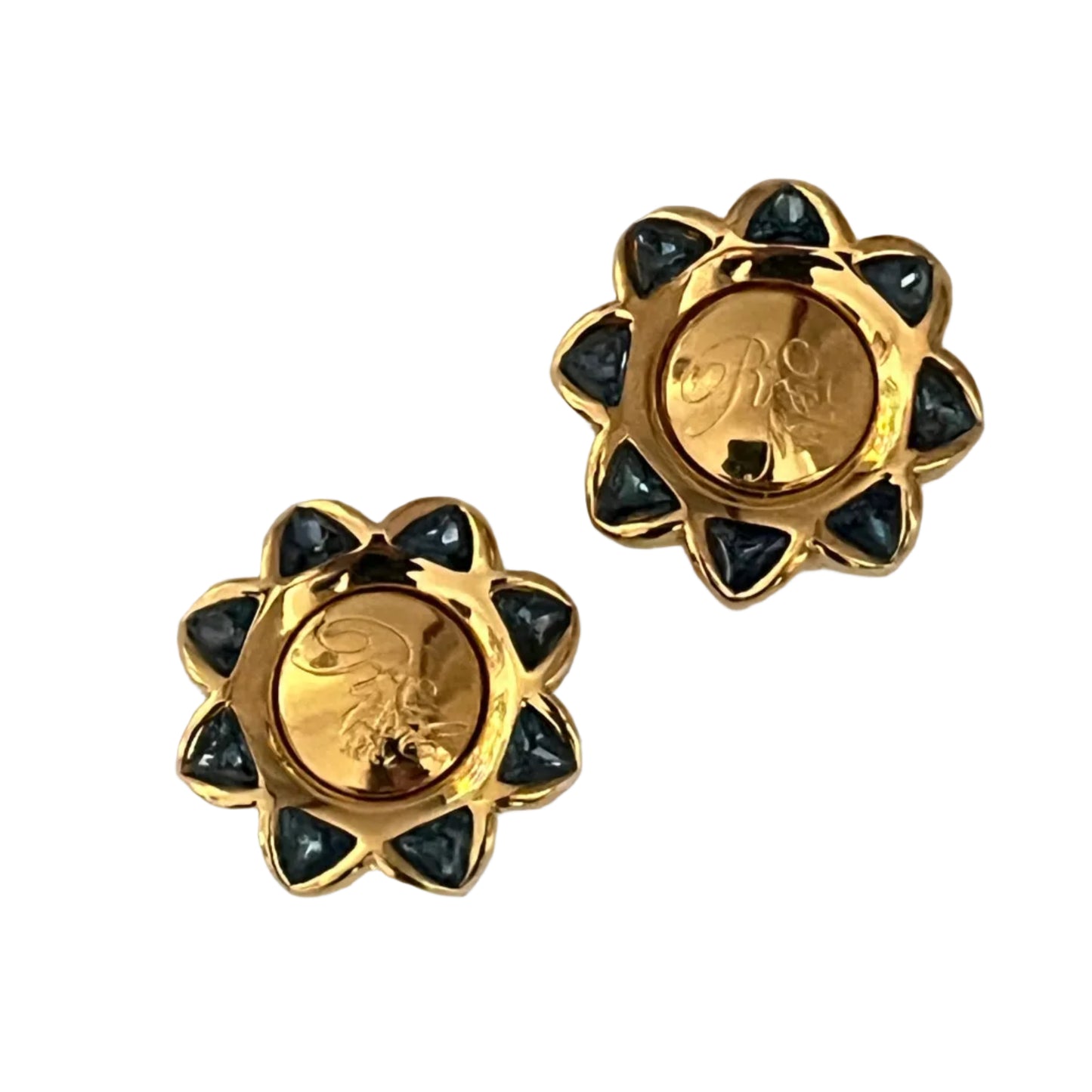 Vintage Nina Ricci earrings clip on blue crystals