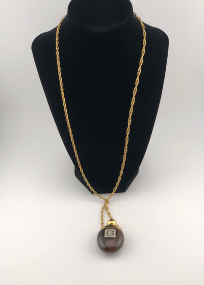 Vintage GIVENCHY Necklace Pendant Rhinestones Logo