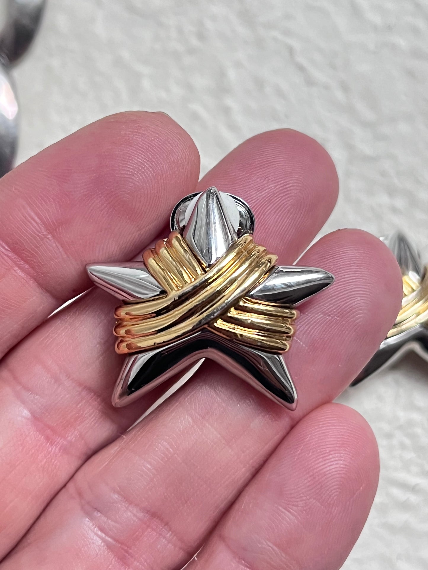 Vintage earrings clip on star silver gold tone Park Lane
