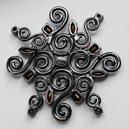 Vintage Jean Louis Scherrer  brooch large rhinestones