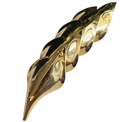 Vintage Les Bernard brooch leaf crystal