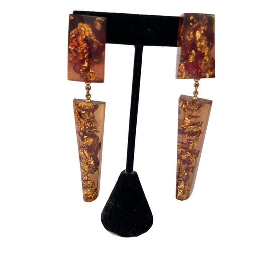 Vintage earrings clip on confetti lucite dangle