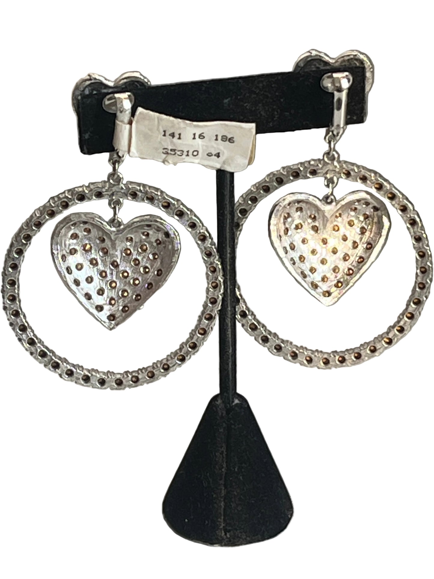 Vintage earrings clip on heart rhinestones 1980’s