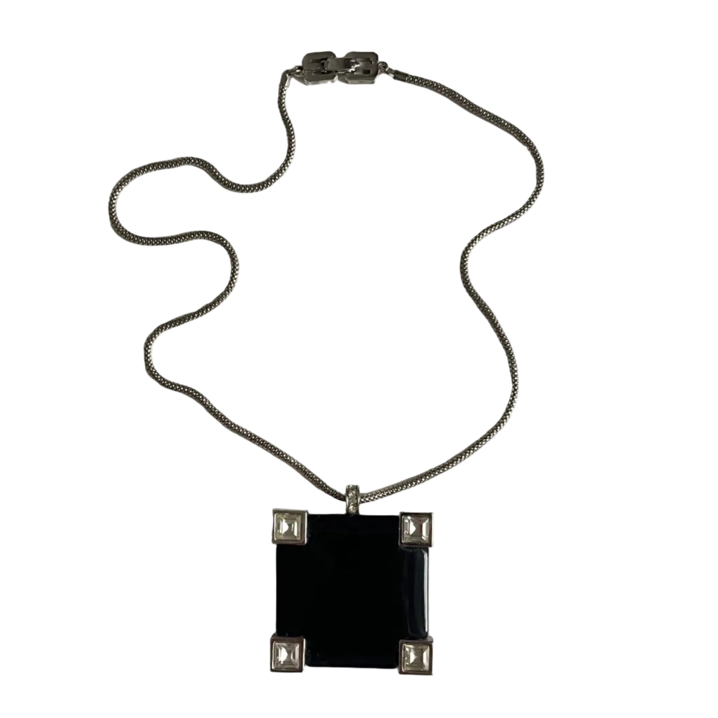 Vintage GIVENCHY necklace silver tone pendant 1976