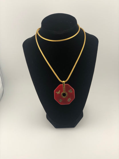 Vintage GIVENCHY necklace lucite pendant turtle  bee