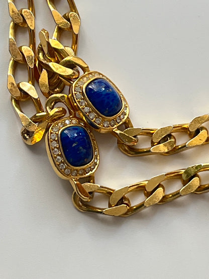 Vintage Christian Dior necklace blue peking glass