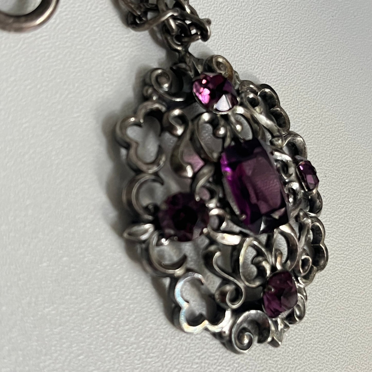 Vintage Napier necklace  art nouveau purple rhinestone 1940’s
