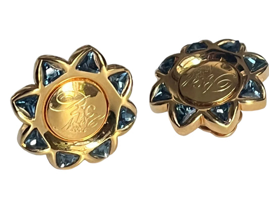 Vintage Nina Ricci earrings clip on blue crystals