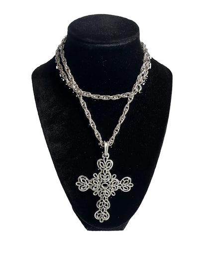 Vintage Trifari necklace filigree cross 1960’s