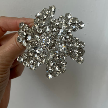 Vintage brooch star domed large clear rhinestones 1960's
