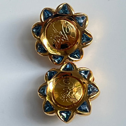 Vintage Nina Ricci earrings clip on blue crystals