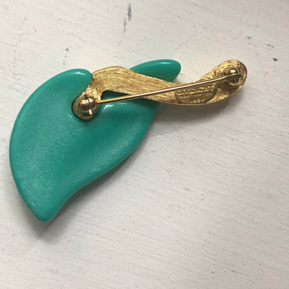 Vintage GIVENCHY brooch pin blue lucite flower