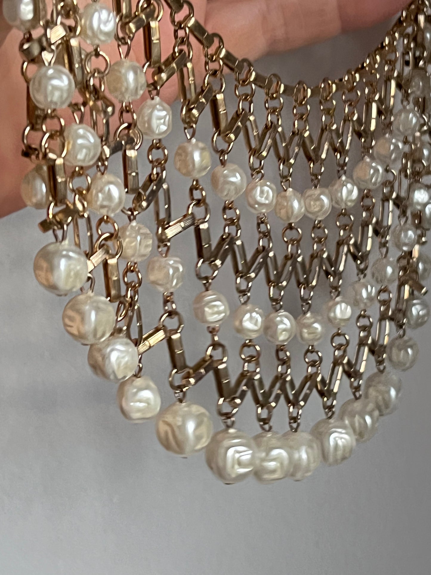 Vintage necklace  collar faux baroque pearl beads 1960s