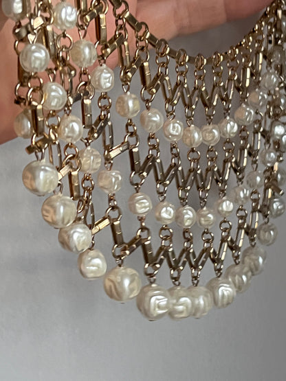 Vintage necklace  collar faux baroque pearl beads 1960s