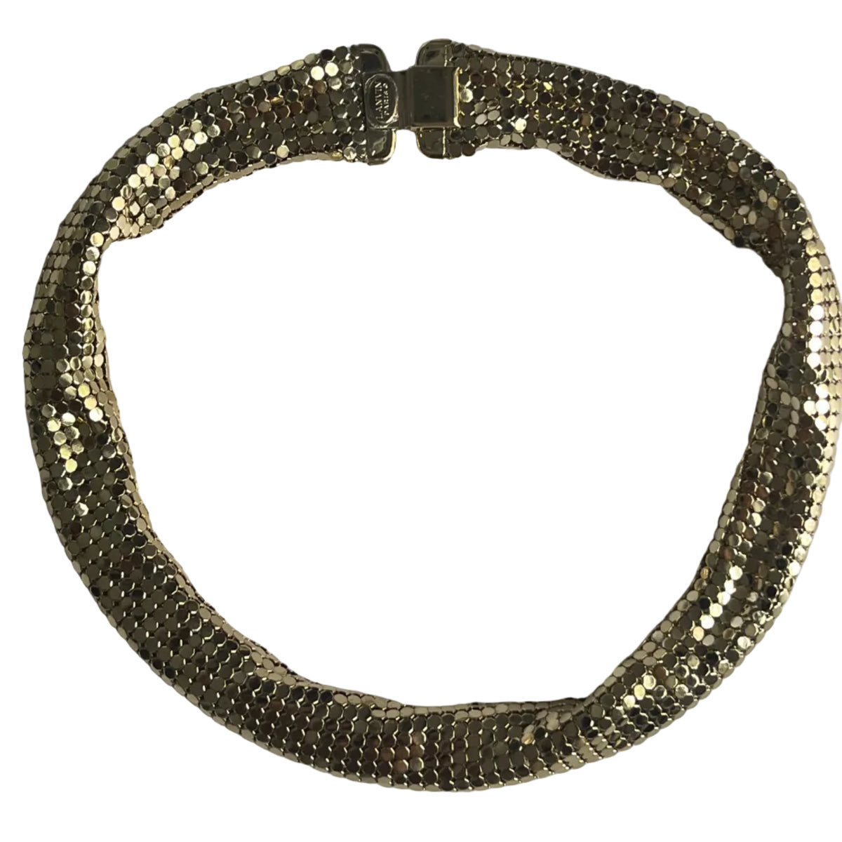 Vintage Lanvin Paris necklace metal mesh