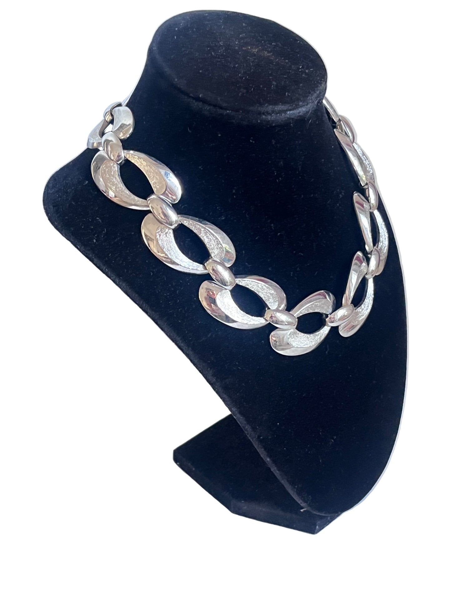 Vintage Monet wide links silver tone 1950s
