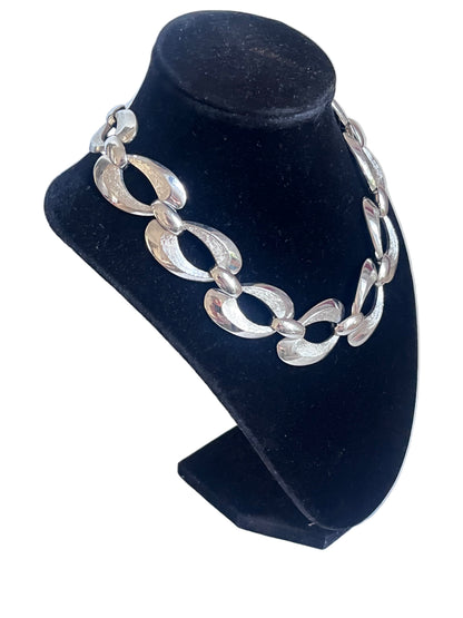Vintage Monet wide links silver tone 1950s