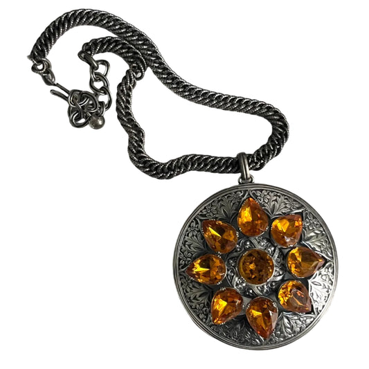 Vintage Napier necklace huge pendant citrin glass rare 1940’s