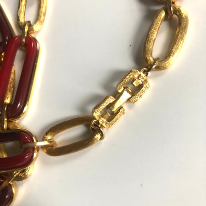 Vintage GIVENCHY necklace chain links lucite gold metal 80s