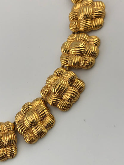 Vintage FENDI Textured Basket Weave Necklace