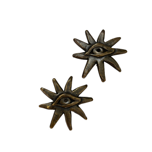 Vintage earrings clip on eyes large sun 1980s