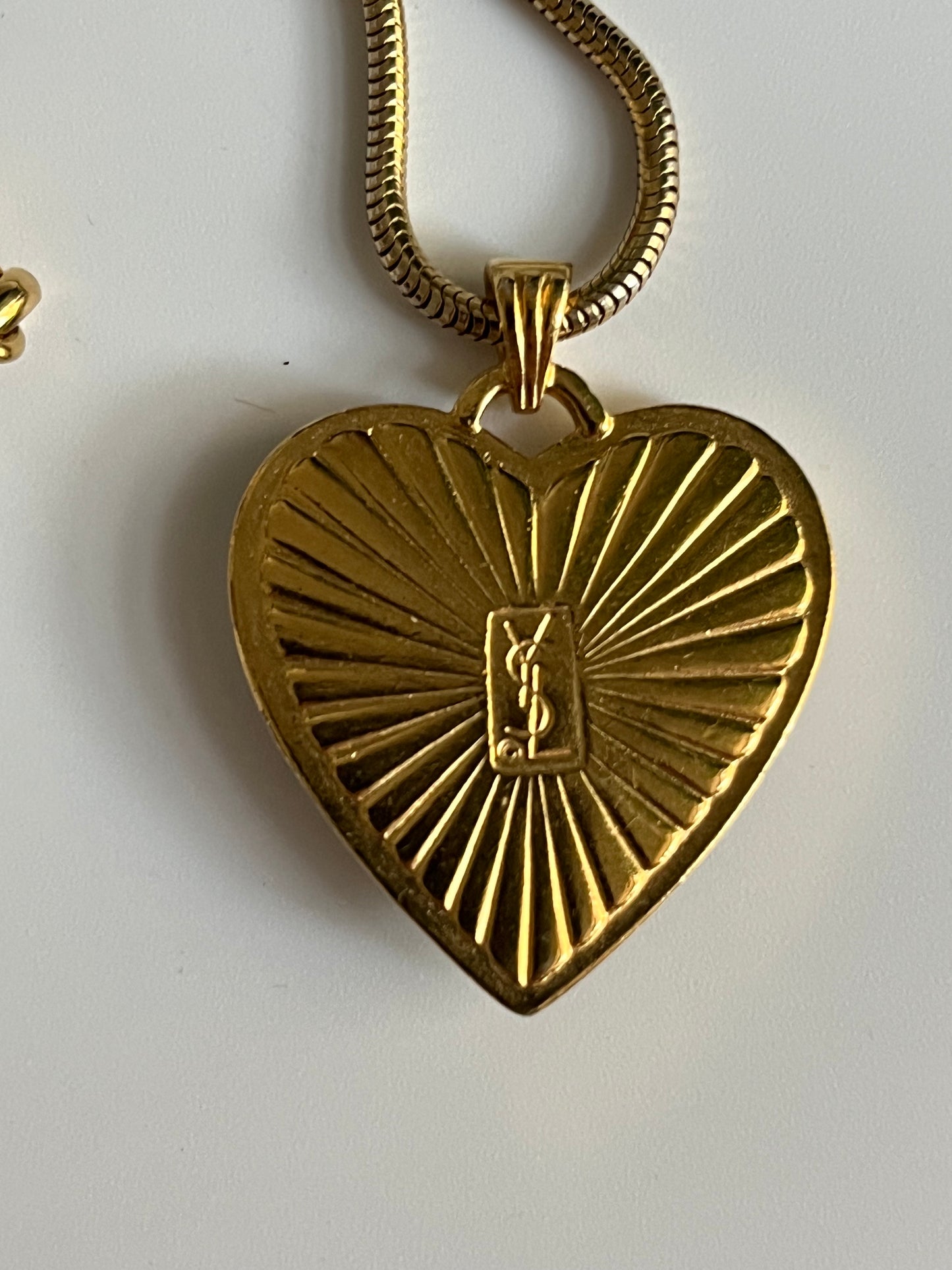 Vintage YSL Saint Laurent  heart enamel pendant