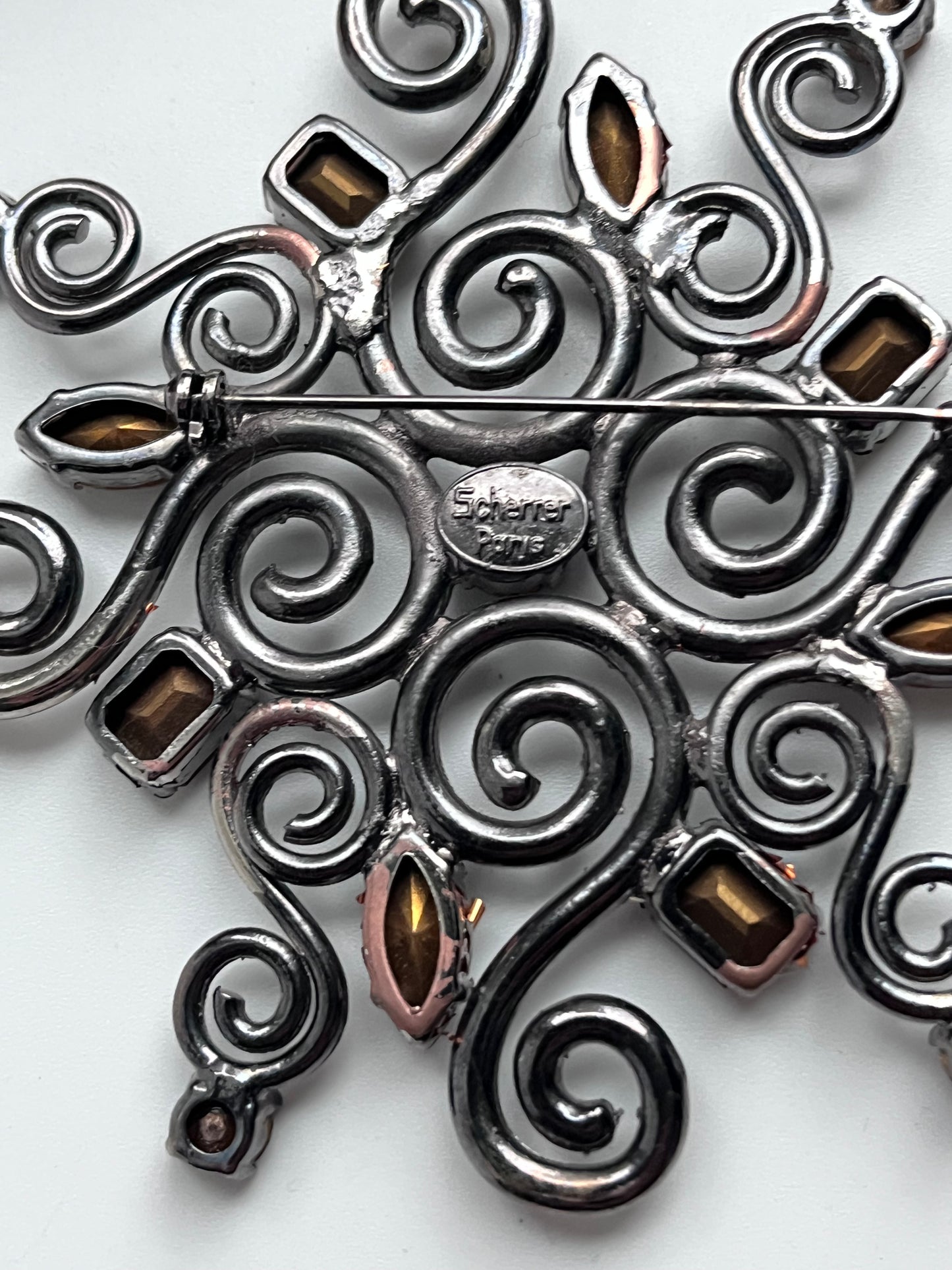 Vintage Jean Louis Scherrer  brooch large rhinestones
