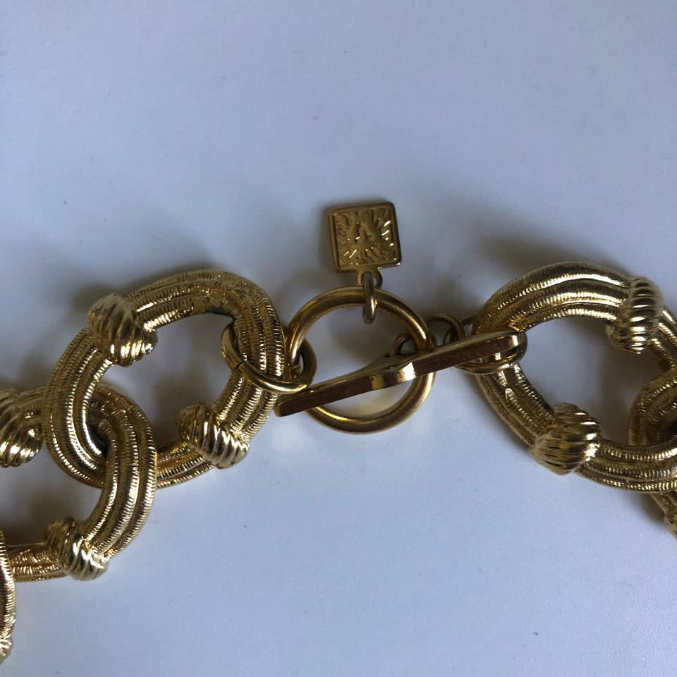 Vintage Anne Klein necklace chain texture gold tone