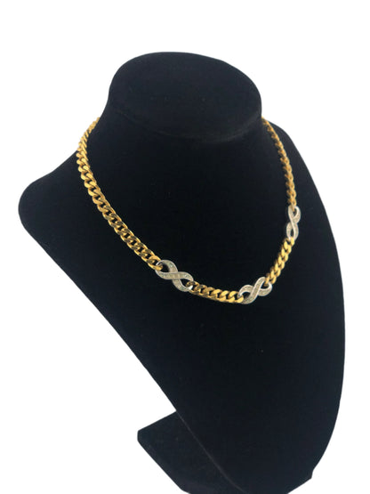 Vintage GIVENCHE necklace chain infinity links rhinestones