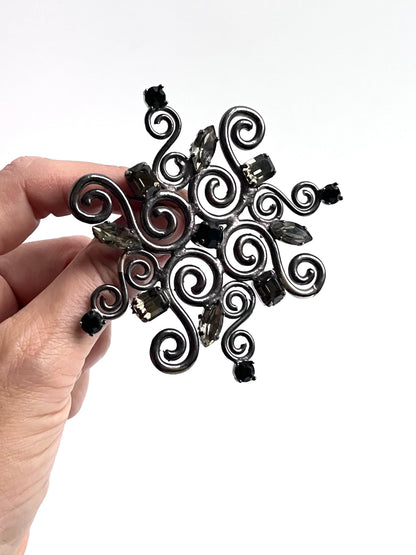 Vintage Jean Louis Scherrer  brooch large rhinestones