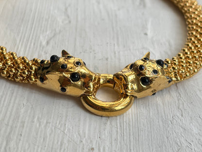 Vintage CINER necklace panther heads