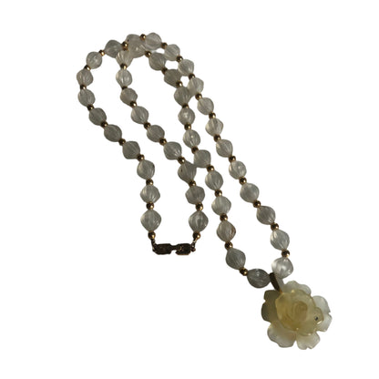 Vintage GIVENCHY necklace lucite beads rose pendant