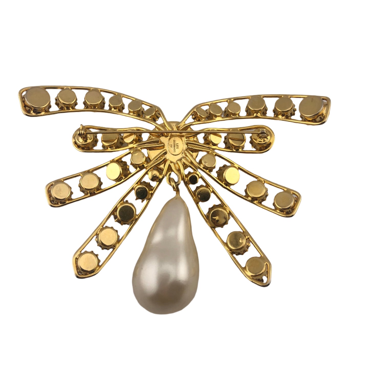 Vintage LES BERNARD huge brooch butterfly dangle pear