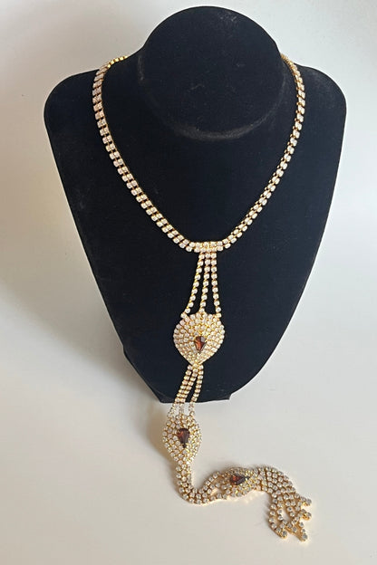 Vintage necklace crystal  tie rhinestones moon glow crystal