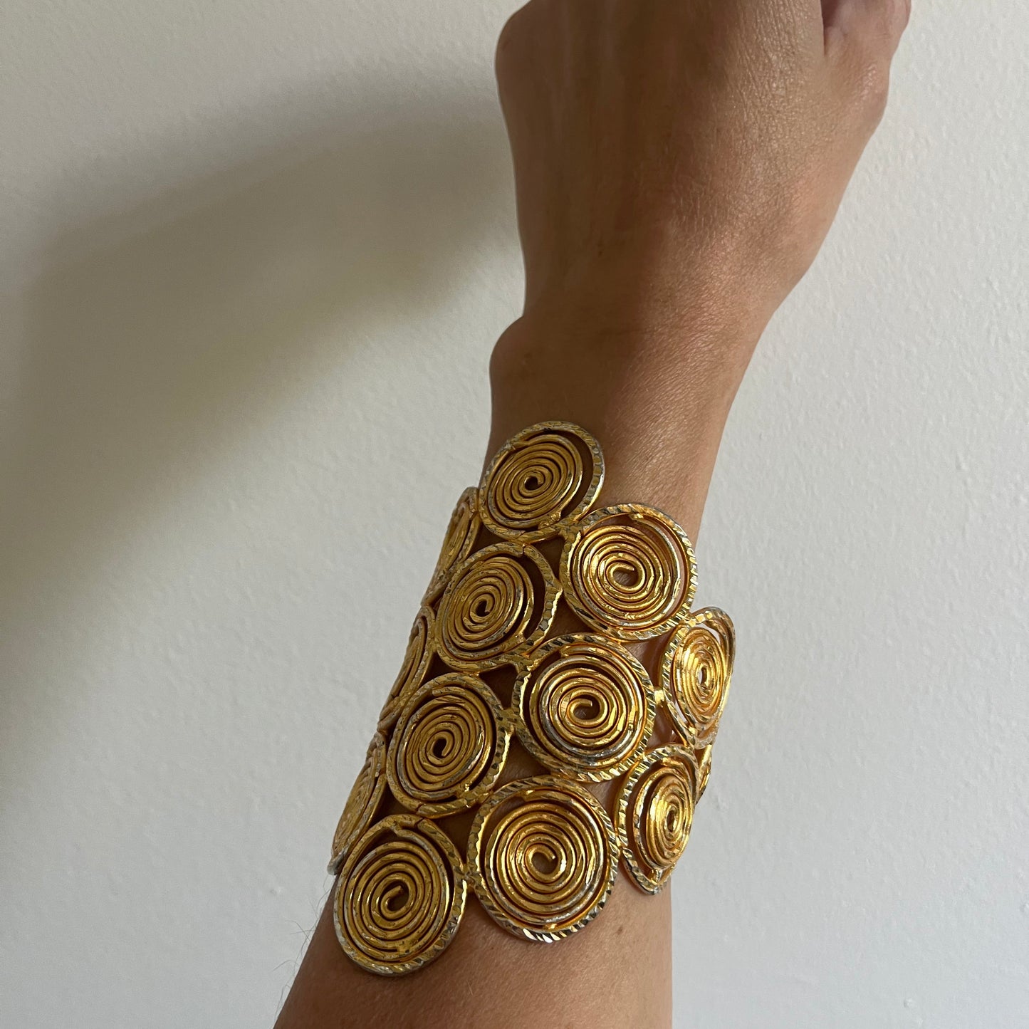 Vintage bracelet  wide gold plated runway 1980’s