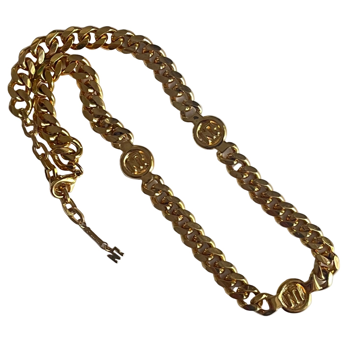 Vintage Nina Ricci necklace round links Logo